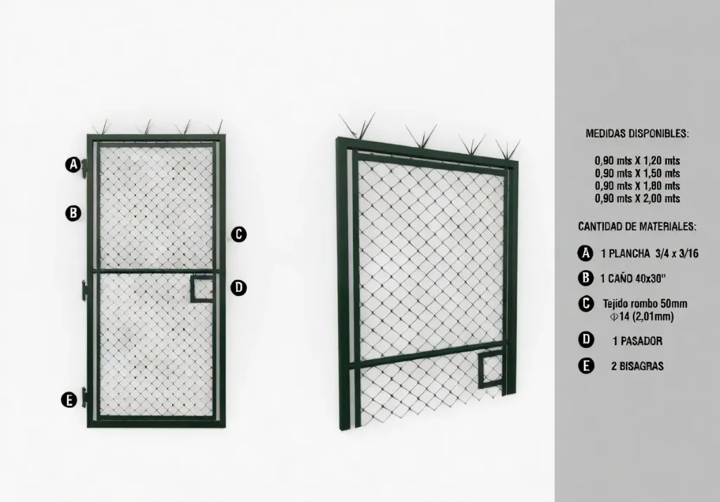 [PTA180] Puerta de Caño Reforzado 0,90 x 1,80 mts